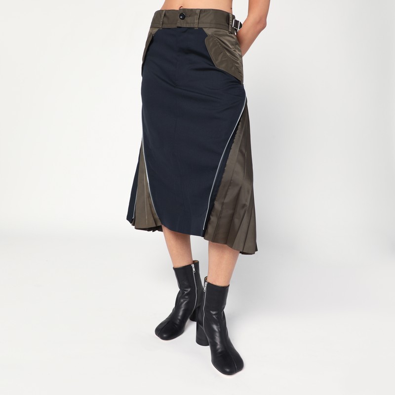 Navy/kaki tailored skirt