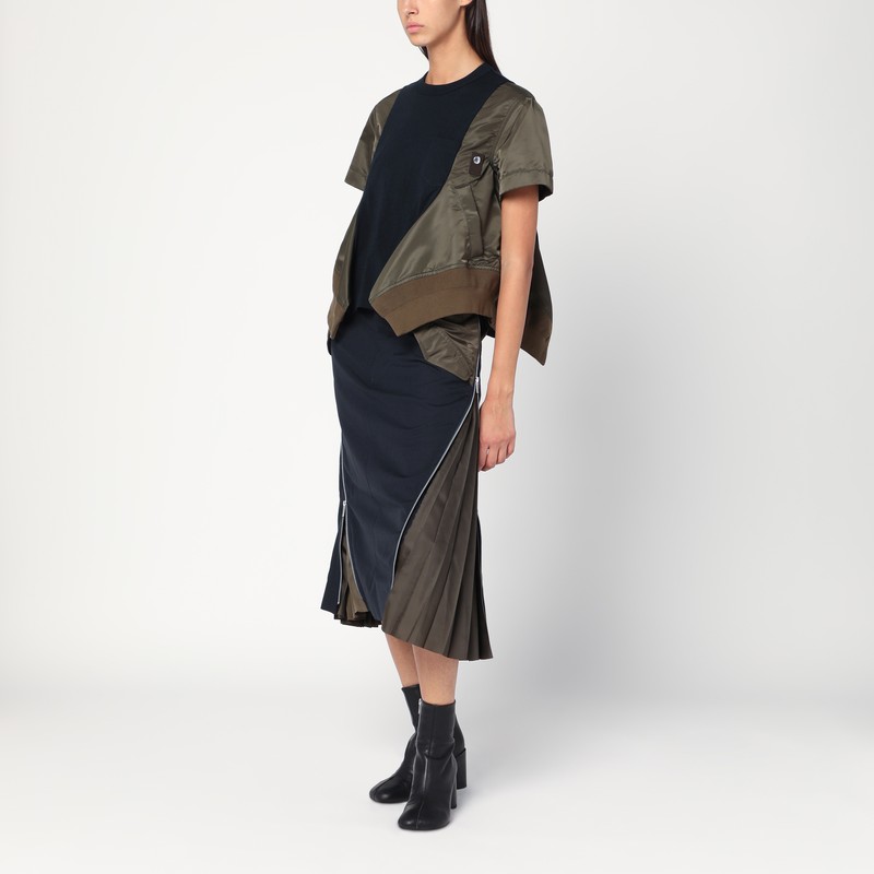 Sacai Tailored Skirt With Belted High Waist In Blue