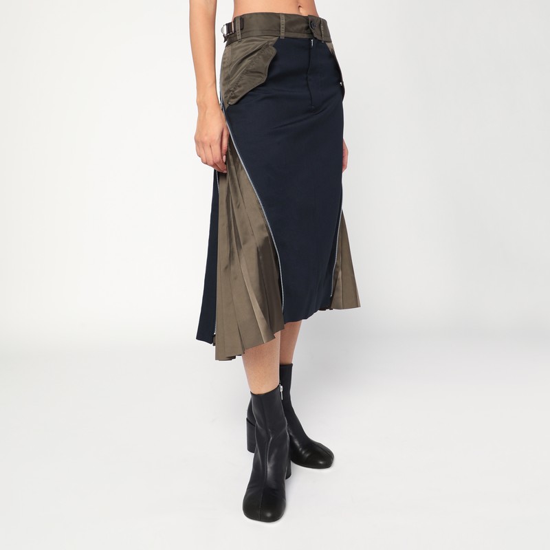 Sacai Tailored Skirt With Belted High Waist In Blue
