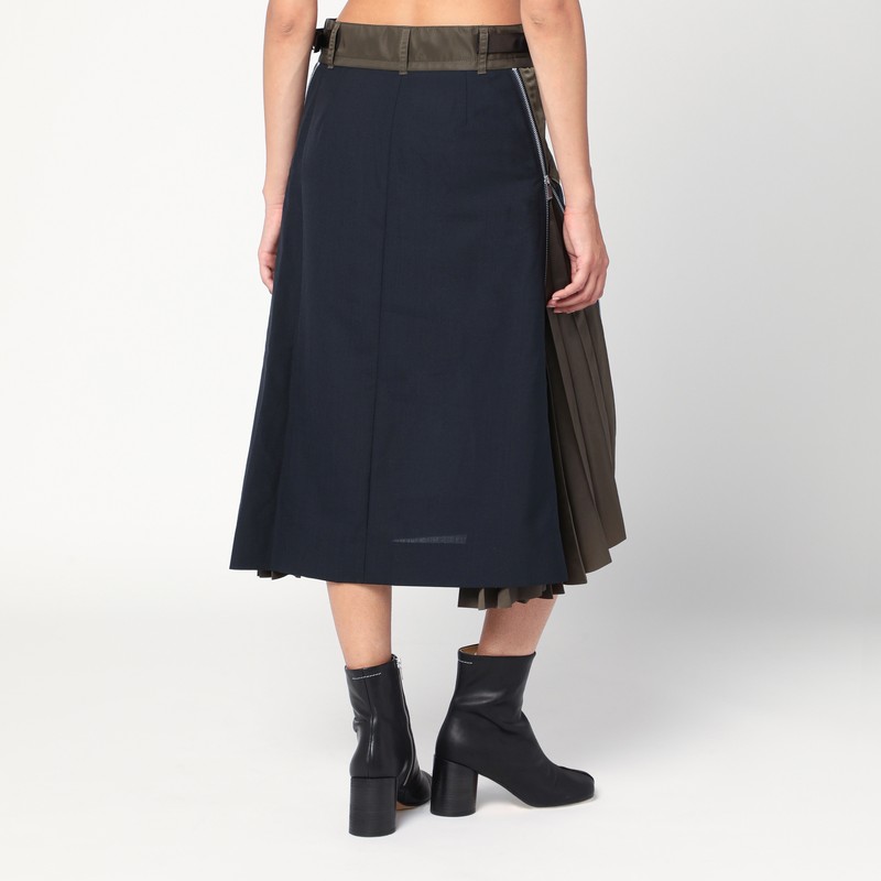 Sacai Tailored Skirt With Belted High Waist In Blue