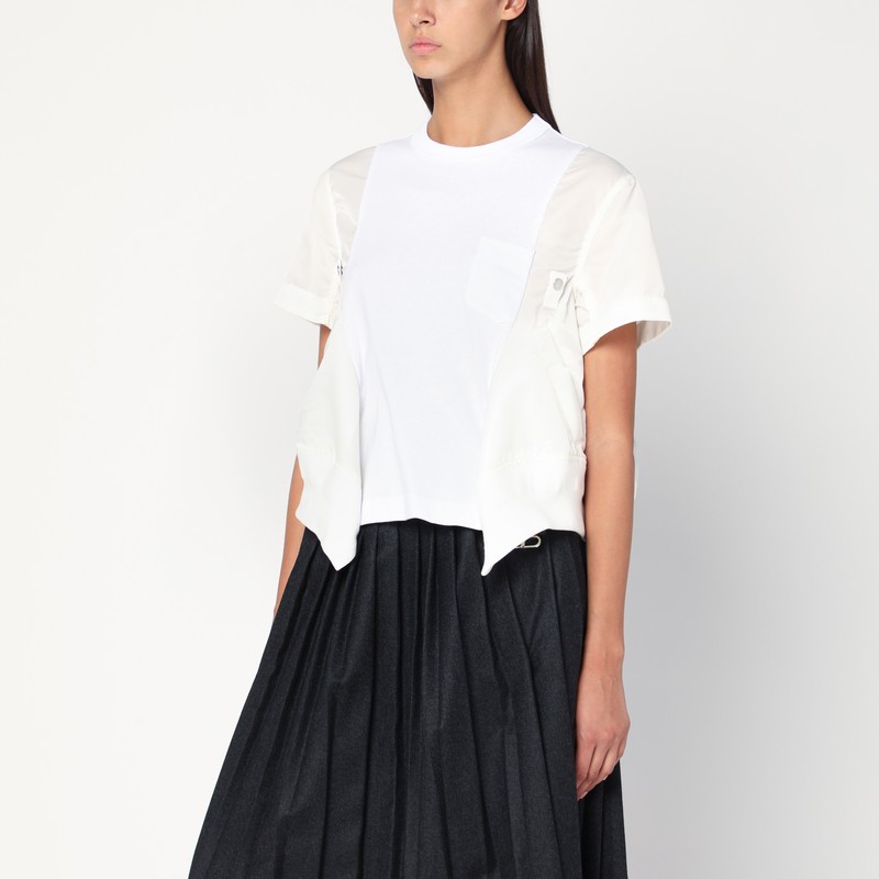 White cotton and nylon T-shirt