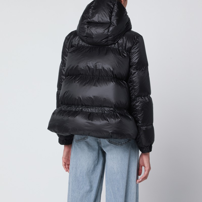 Sacai Black Nylon Down Jacket With Drawstring In Black