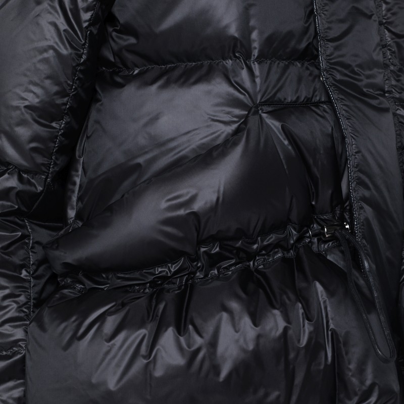 Sacai Black Nylon Down Jacket With Drawstring In Black