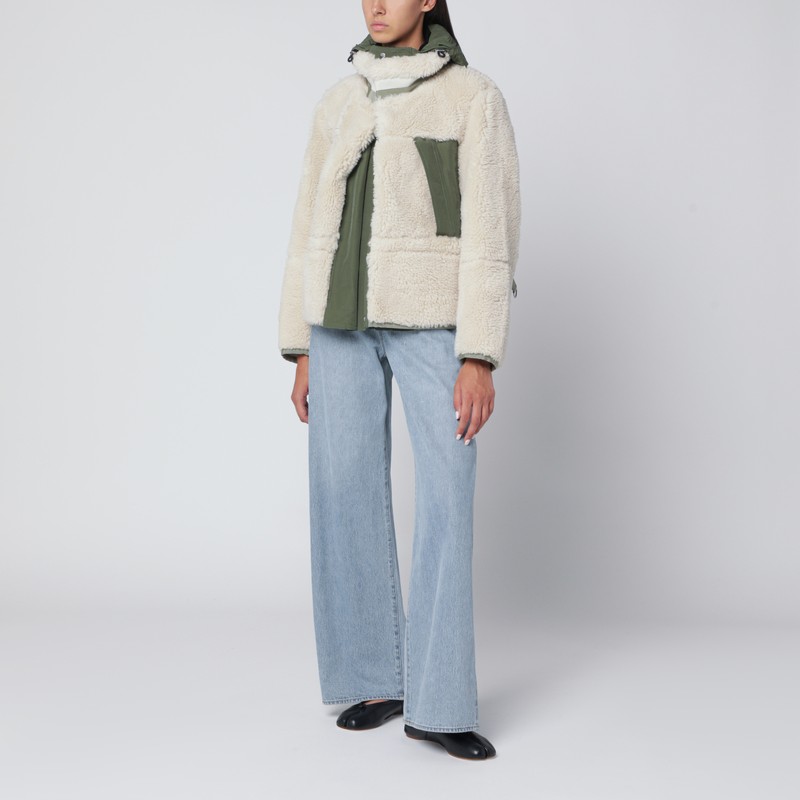 Sacai Ecru/khaki Green Two-tone Jacket In Multi