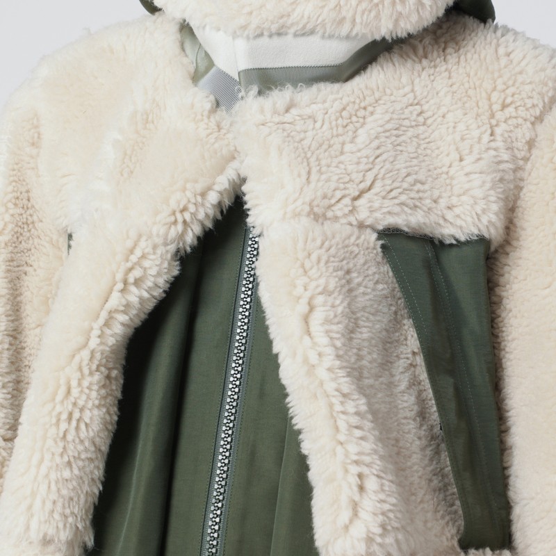 Sacai Ecru/khaki Green Two-tone Jacket In Multi