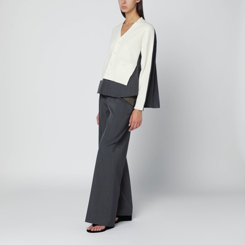 Sacai Cardigan And Shirt Combination Pockets In White