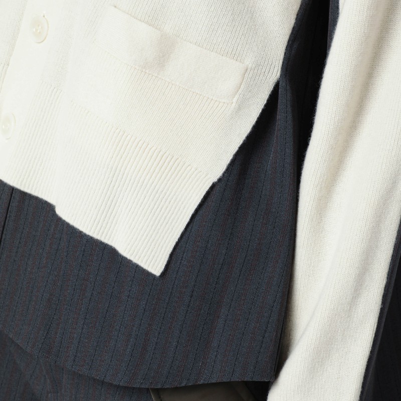 Sacai Cardigan And Shirt Combination Pockets In White