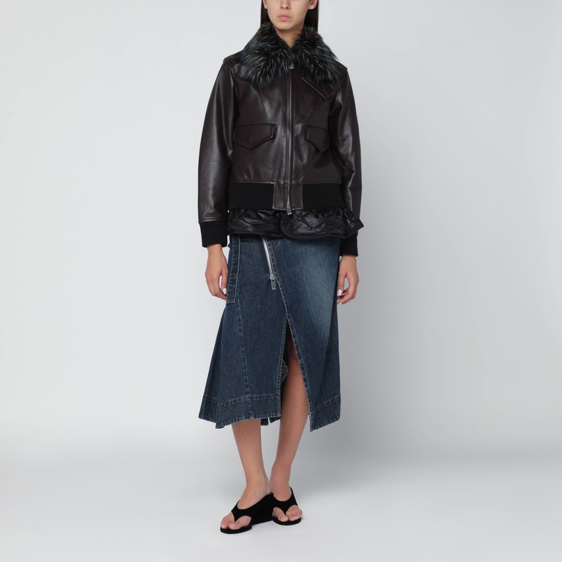 Sacai Asymmetric Blue Denim Skirt In Blue