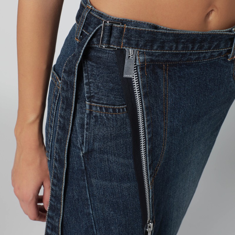 Sacai Asymmetric Blue Denim Skirt In Blue