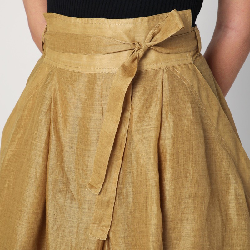 Mark Kenly Domino Tan Nova Pleated Skirt In Ramie In Green