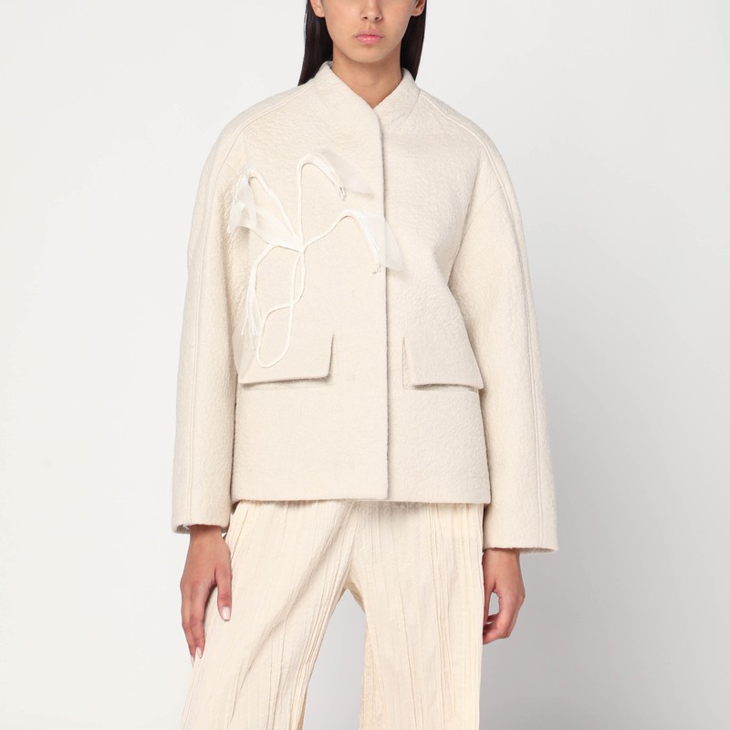 Jacket in boiled wool écru