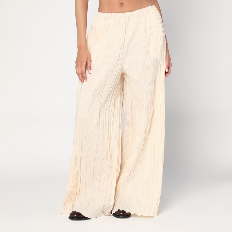 Pinola-atelier pleated fabric ivory trousers