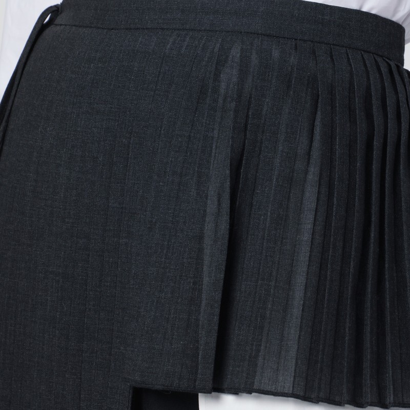 Mark Kenly Domino Tan Gray Avery-atelier Pleated Half-skirt In Gray