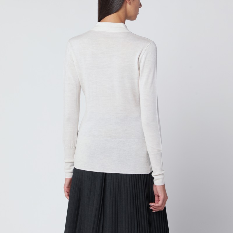 Mark Kenly Domino Tan Stone-coloured Kassy Cardigan In Wool In White