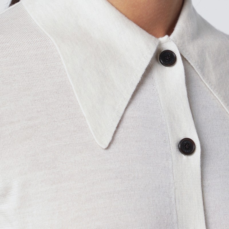 Mark Kenly Domino Tan Stone-coloured Kassy Cardigan In Wool In White