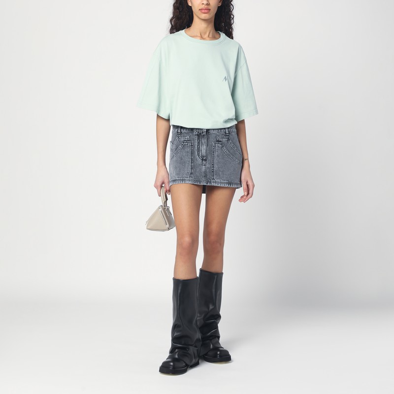 Attico Gray High-waisted Slim Fit Denim Mini Skirt In Black