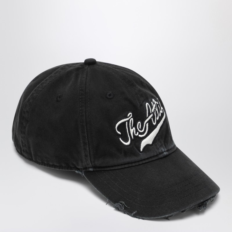 Attico Vintage-effect Black Baseball Cap In Black