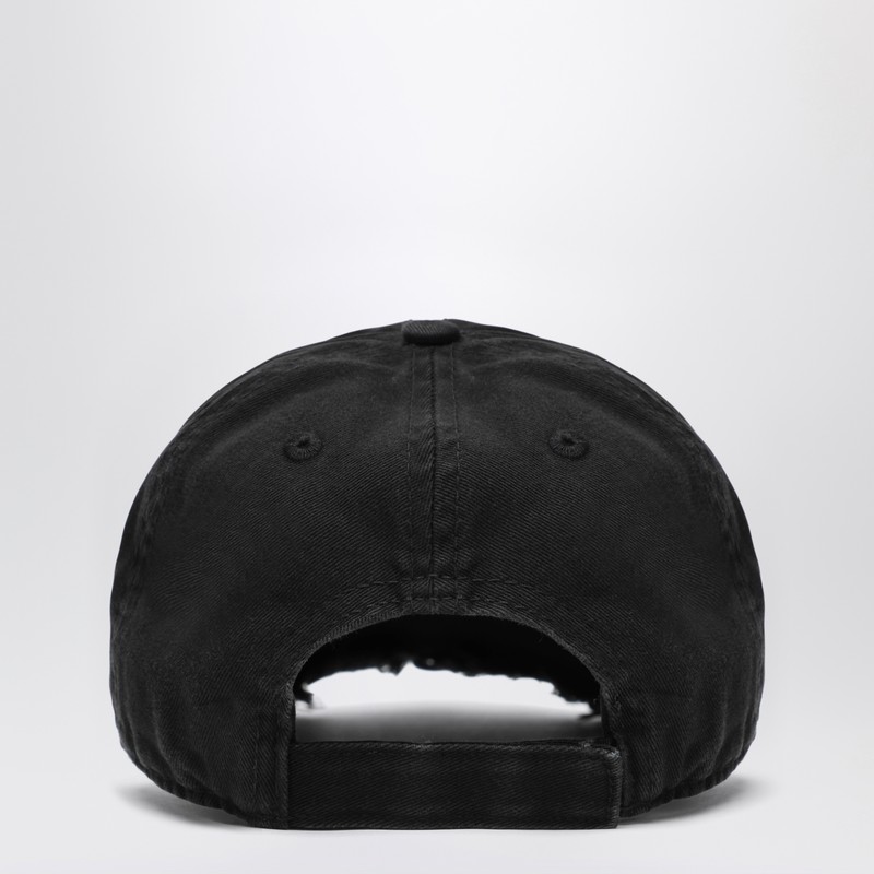 Attico Vintage-effect Black Baseball Cap In Black