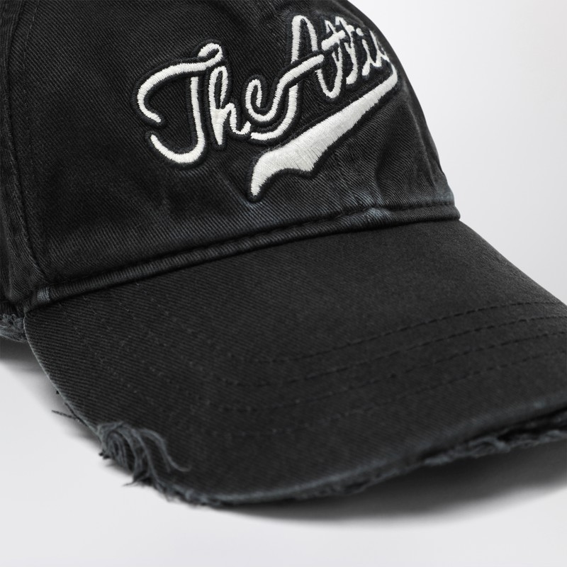 Attico Vintage-effect Black Baseball Cap In Black