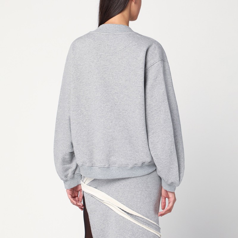 Attico Grey Mélange Cotton Sweatshirt With Logo In Gray