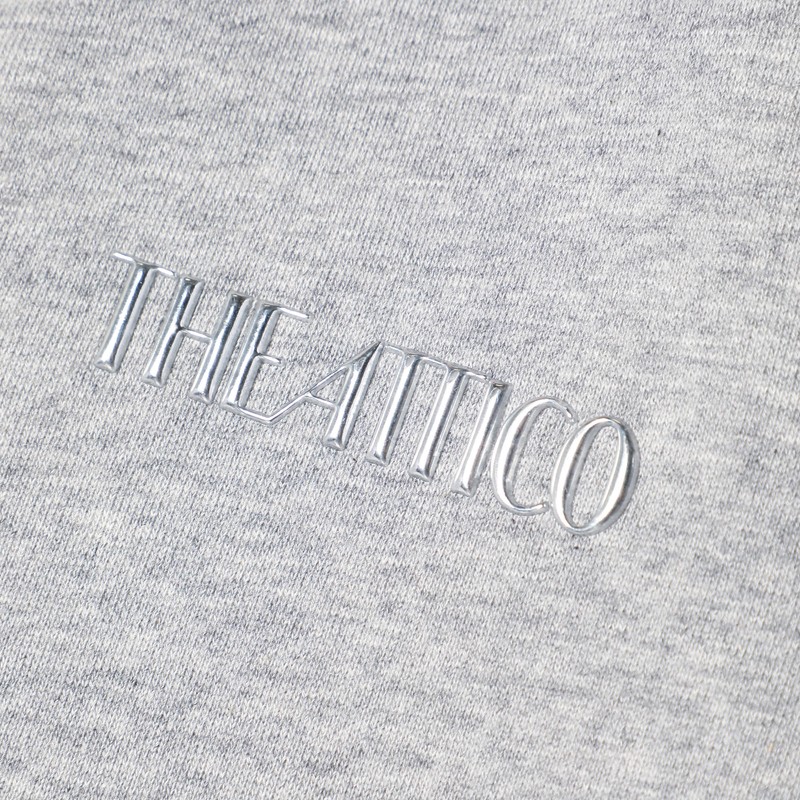Attico Grey Mélange Cotton Sweatshirt With Logo In Gray
