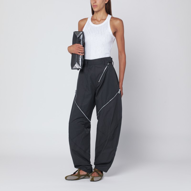 Attico White Tank Top With Rhinestones In White