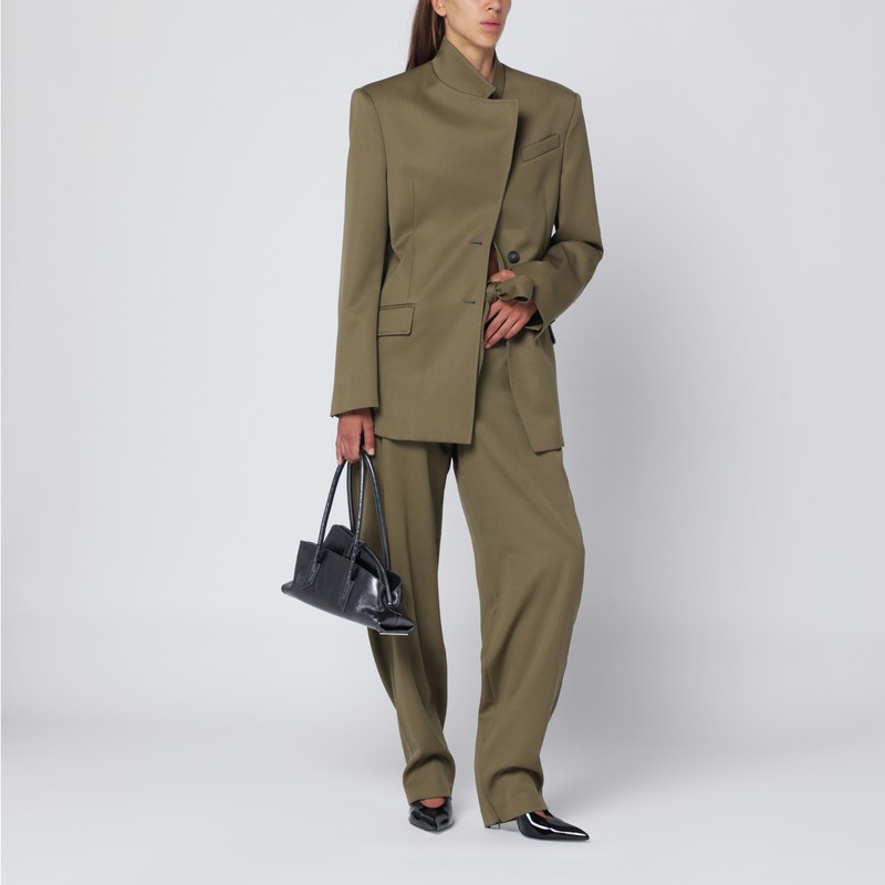 Attico Military Green Wool Gabardine Trousers In Green