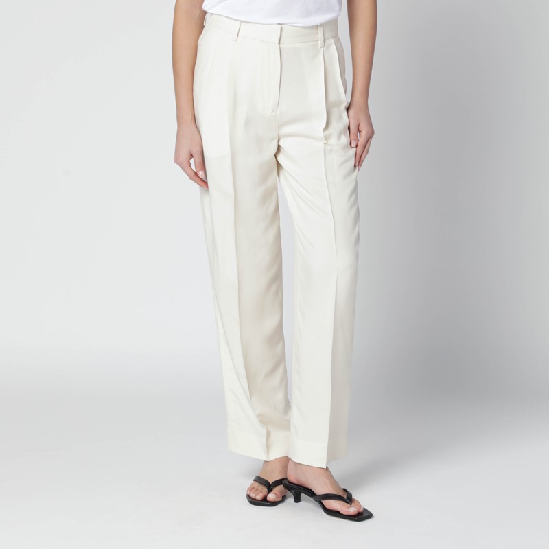 Ecru viscose trousers