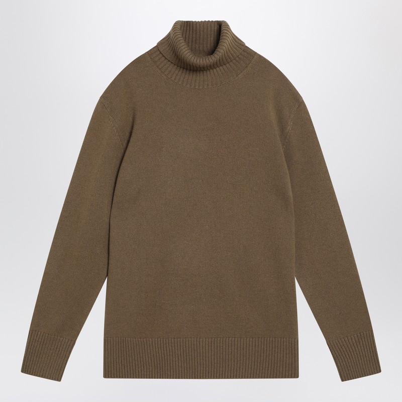 Brown cashmere turtleneck sweater