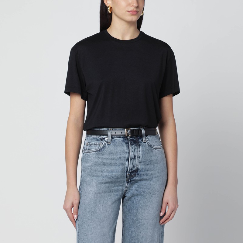 Totême Black Organic Cotton-blend T-shirt