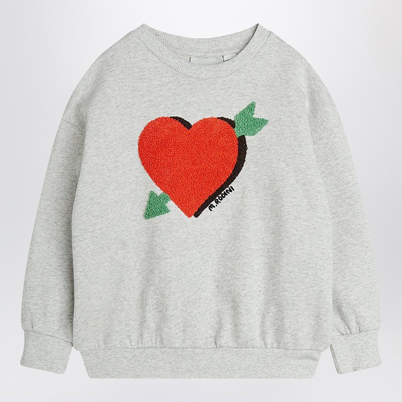 Gray sweatshirt with heart and arrow in velour