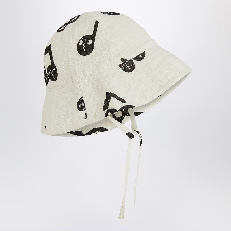 Mini Rodini White Hat With Musical Notes In White