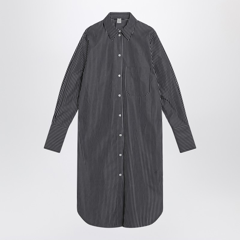 Black chemisier dress with white stripes