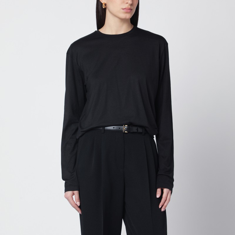 Black organic cotton-blend T-shirt