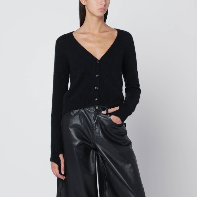 Roberto Collina Short Black Cashmere Cardigan