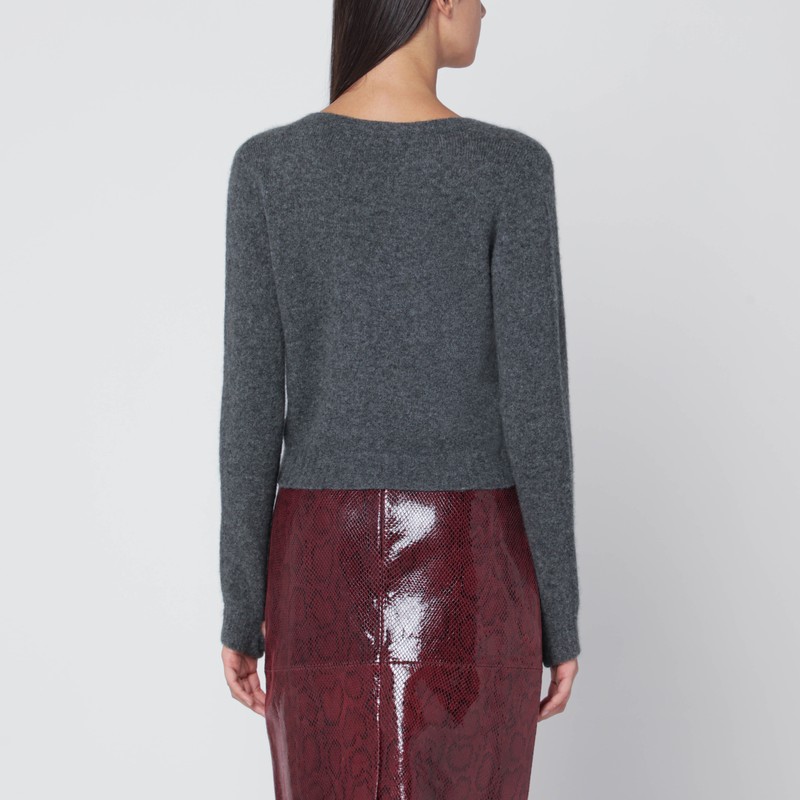 Roberto Collina Short Anthracite Gray Cashmere Cardigan In Gray