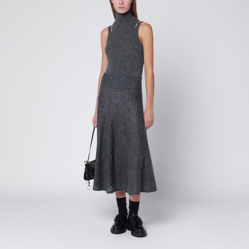 Roberto Collina Grey Cashmere Blend Turtleneck Top In Gray