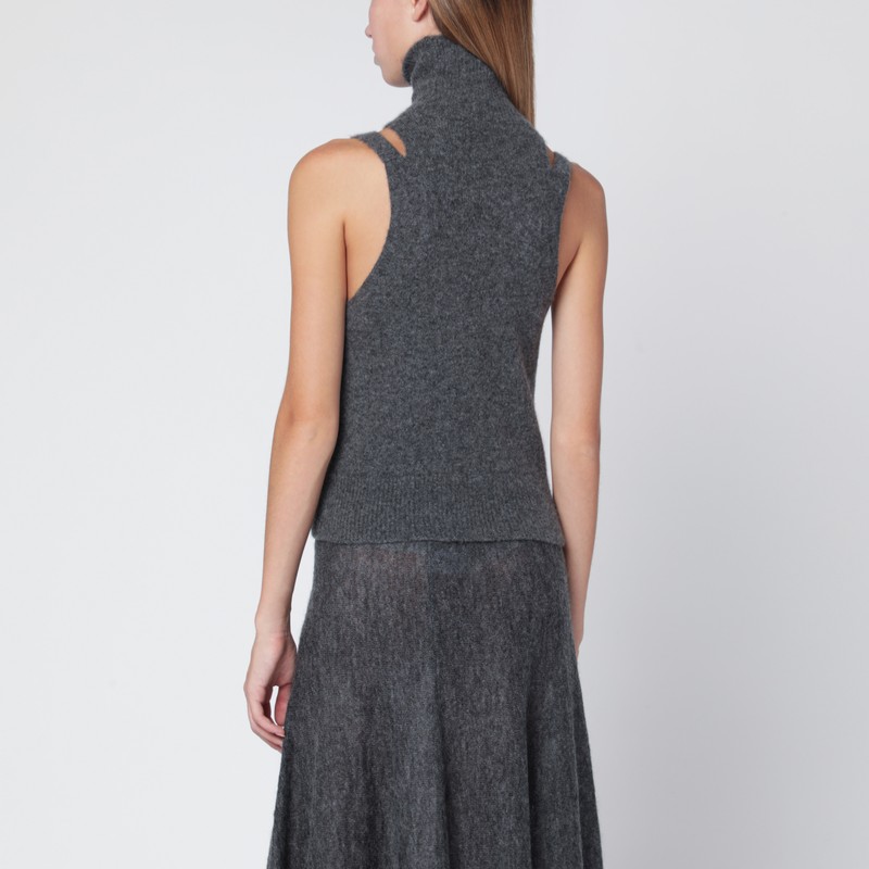 Roberto Collina Grey Cashmere Blend Turtleneck Top In Gray