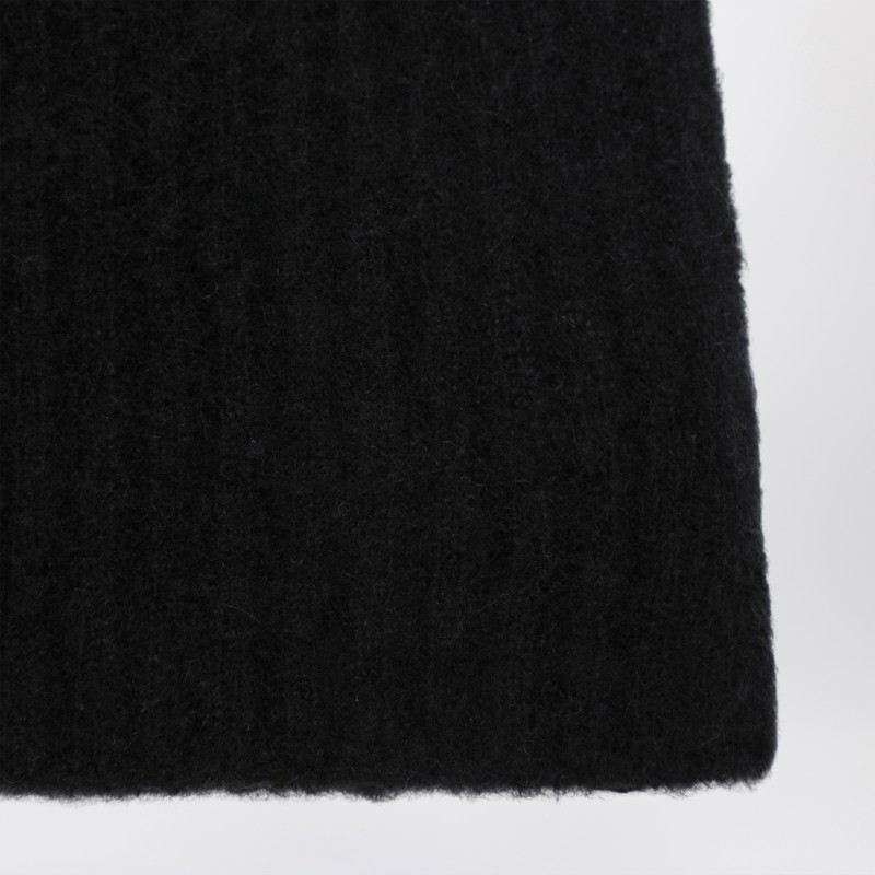 Roberto Collina Black Cashmere Ribbed Beanie In Black