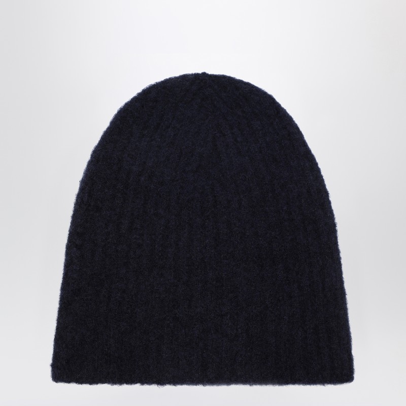Roberto Collina Cashmere Ribbed Navy Hat In Blue