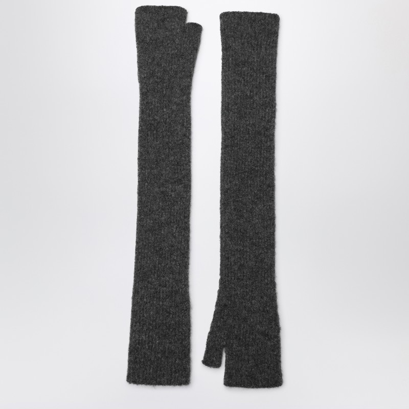 Long grey gloves in cashmere and silk blend