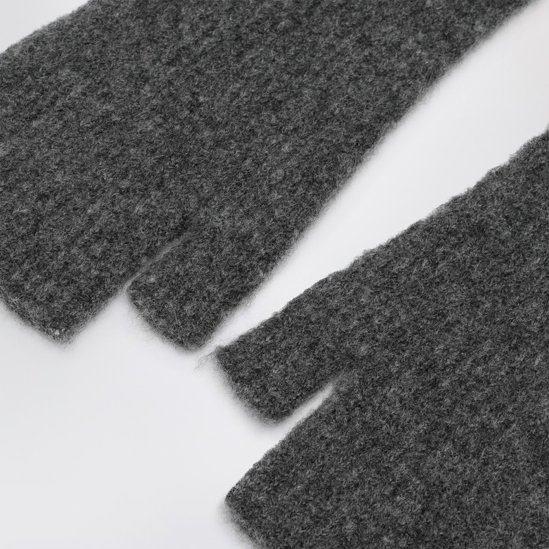 Roberto Collina Long Grey Gloves In Cashmere And Silk Blend In Gray