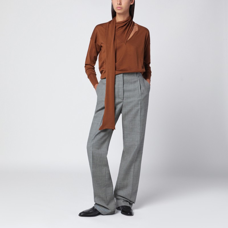 Roberto Collina Hazelnut-coloured Sweater With Scarf In Brown