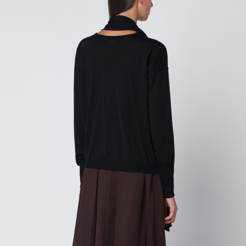Roberto Collina Black Sweater With Scarf In Black