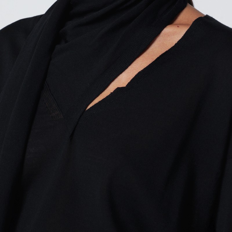 Roberto Collina Black Sweater With Scarf In Black