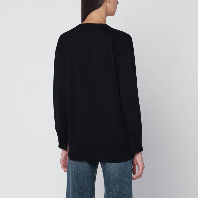 Roberto Collina Wool V-neck Sweater Long Sleeves In Black