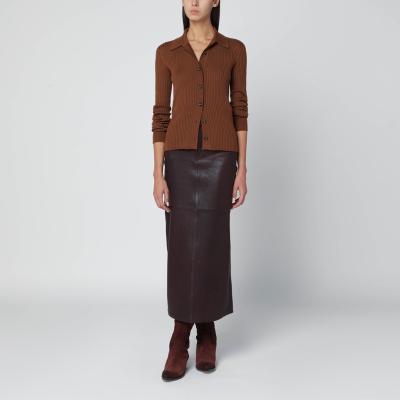 Roberto Collina Tobacco Wool Cardigan In Brown