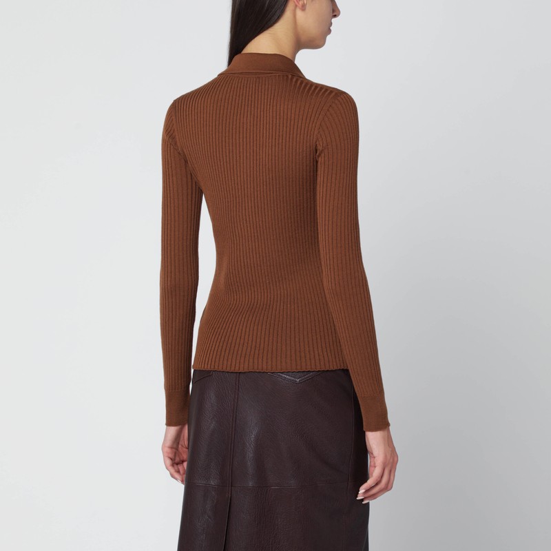 Roberto Collina Tobacco Wool Cardigan In Brown