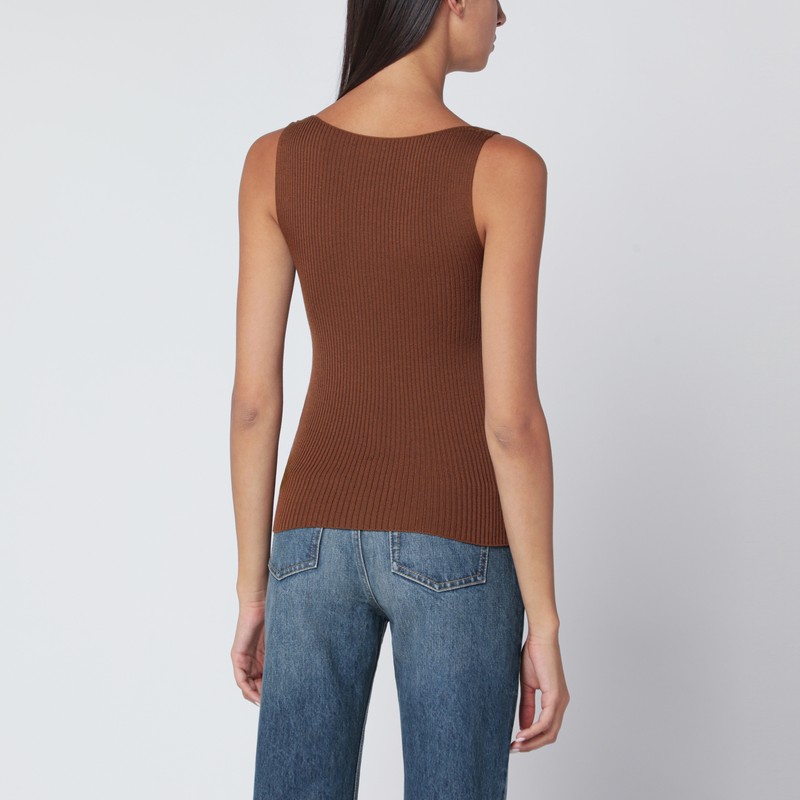 Roberto Collina Tobacco-coloured Wool Tank Top In Brown