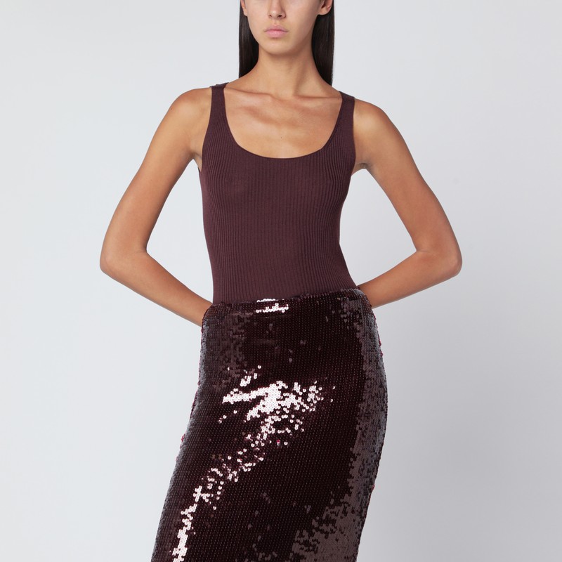 Eggplant-coloured wool tank top